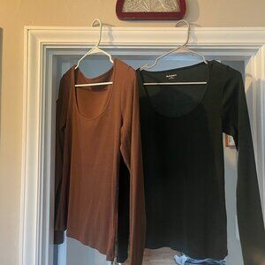 Set of two - Old Navy Tall Scoop Neck Ribbed long sleeve tees - medium Tall